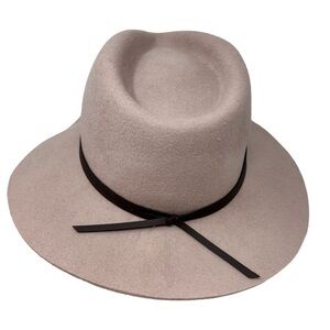 Morgan & Taylor Wool Dusty Pink Brown Trim Fedora Hat Adj OSFM Western Country